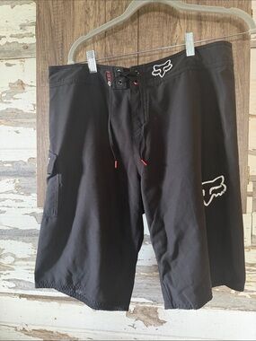 Fox Black Men's Swim Boardshorts with White Logo